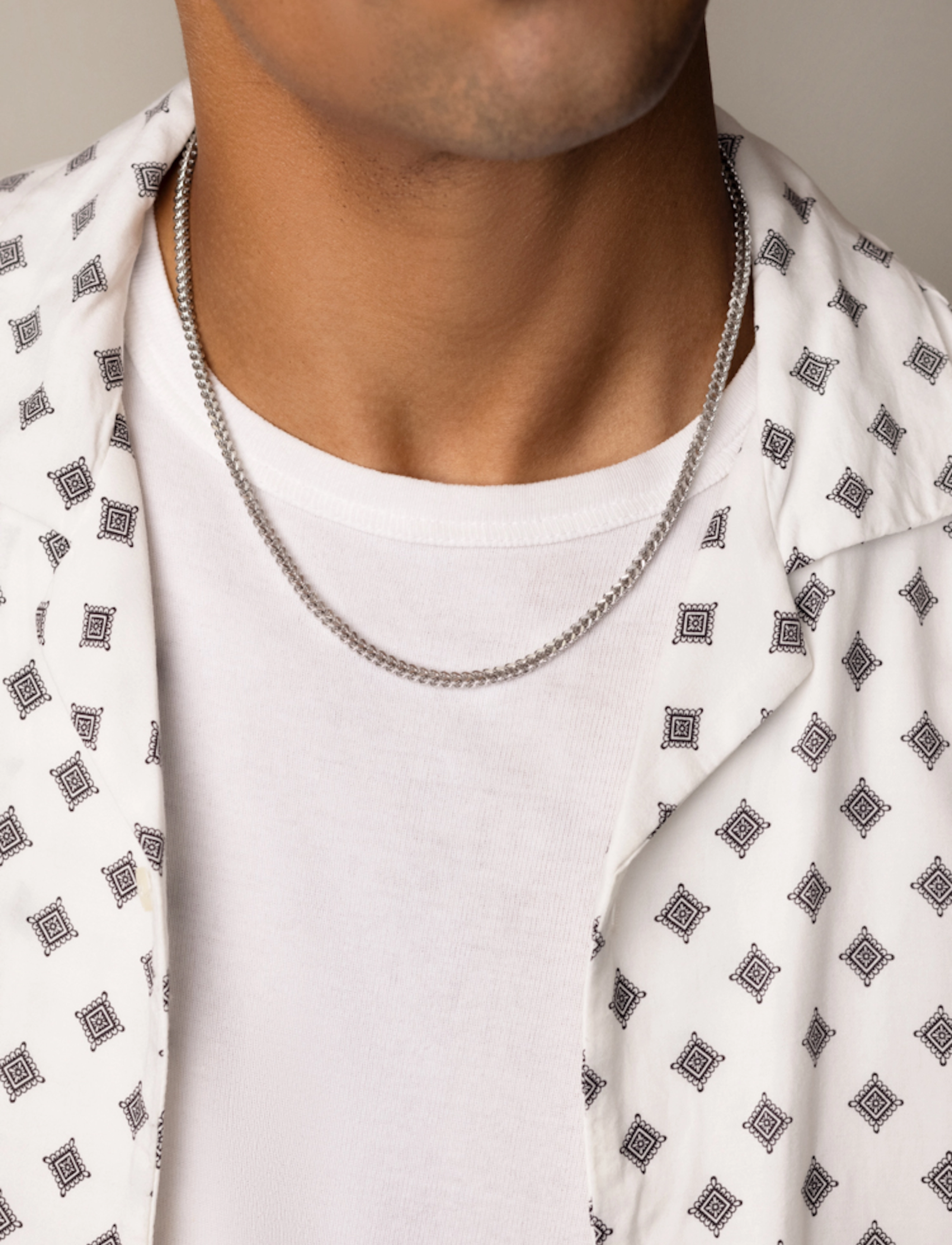 Nialaya Men's Squared Silver Chain, One Size 59 cm, Jewellery, Silber - Necklaces, Männerswear