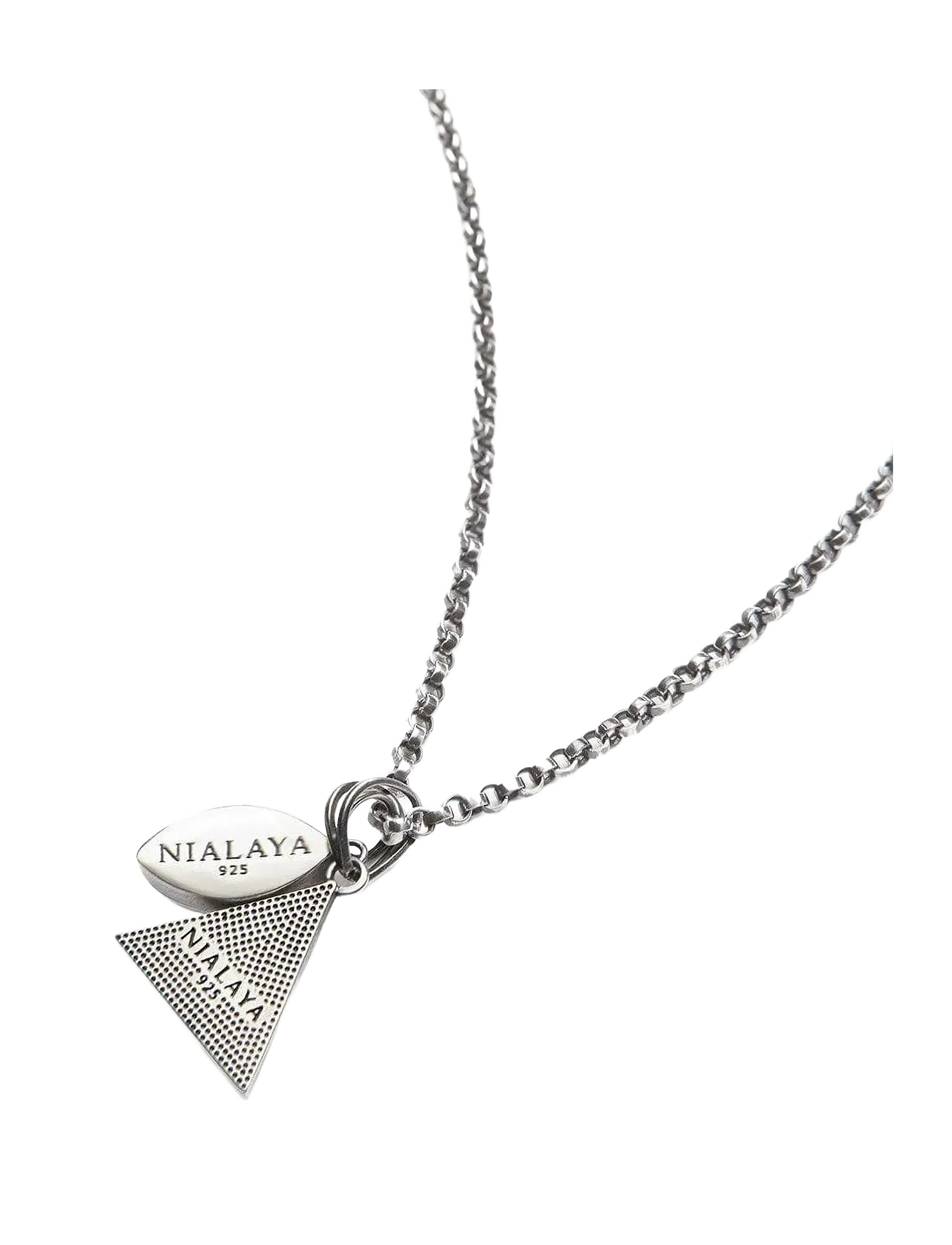 Nialaya - Men's Silver Necklace with Turquoise Evil Eye and Eye of Ra Pendant - colliers - silver
turquoise - 2