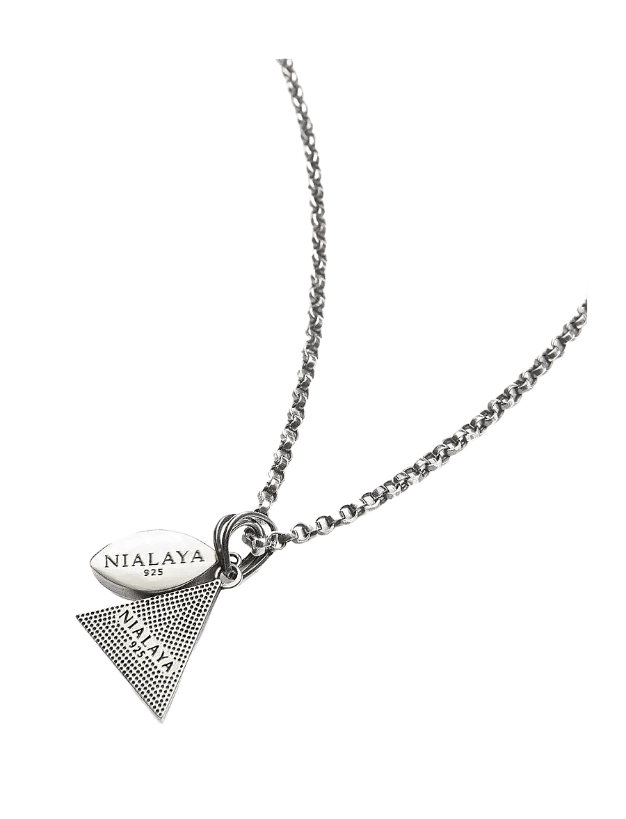 Nialaya - Men's Silver Necklace with Turquoise Evil Eye and Eye of Ra Pendant - colliers - silver
turquoise - 2