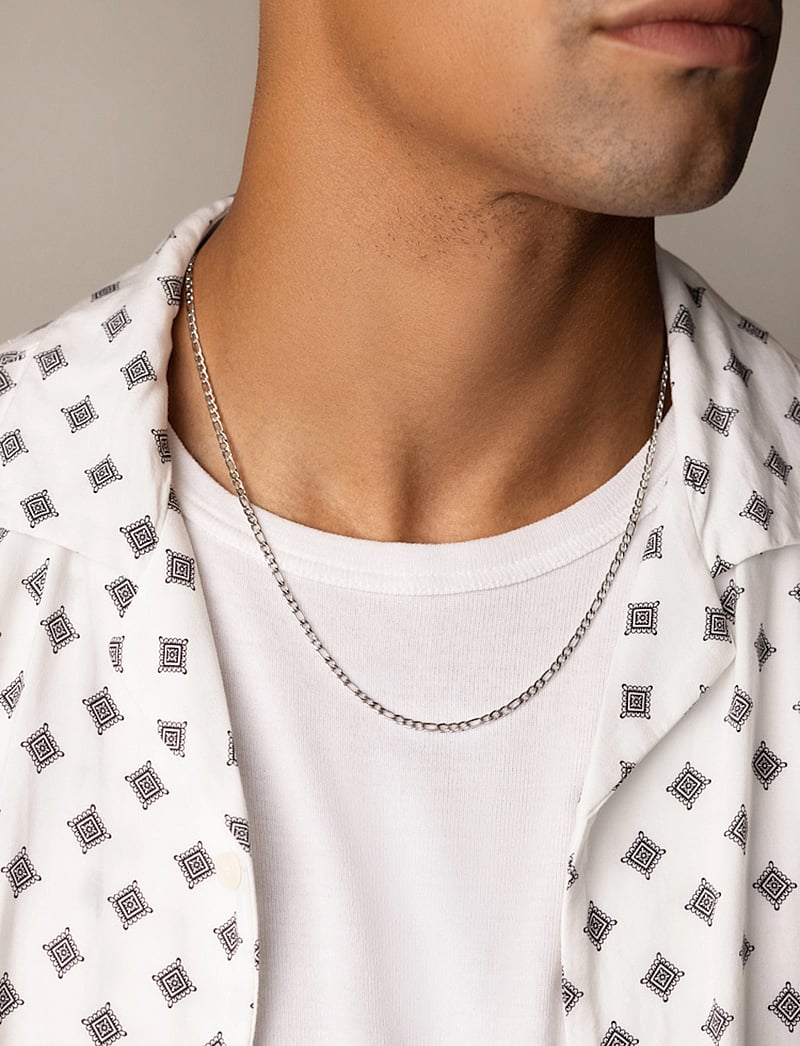 Nialaya - Men's Silver Figaro Chain in 3mm - halsketten - silver - 0