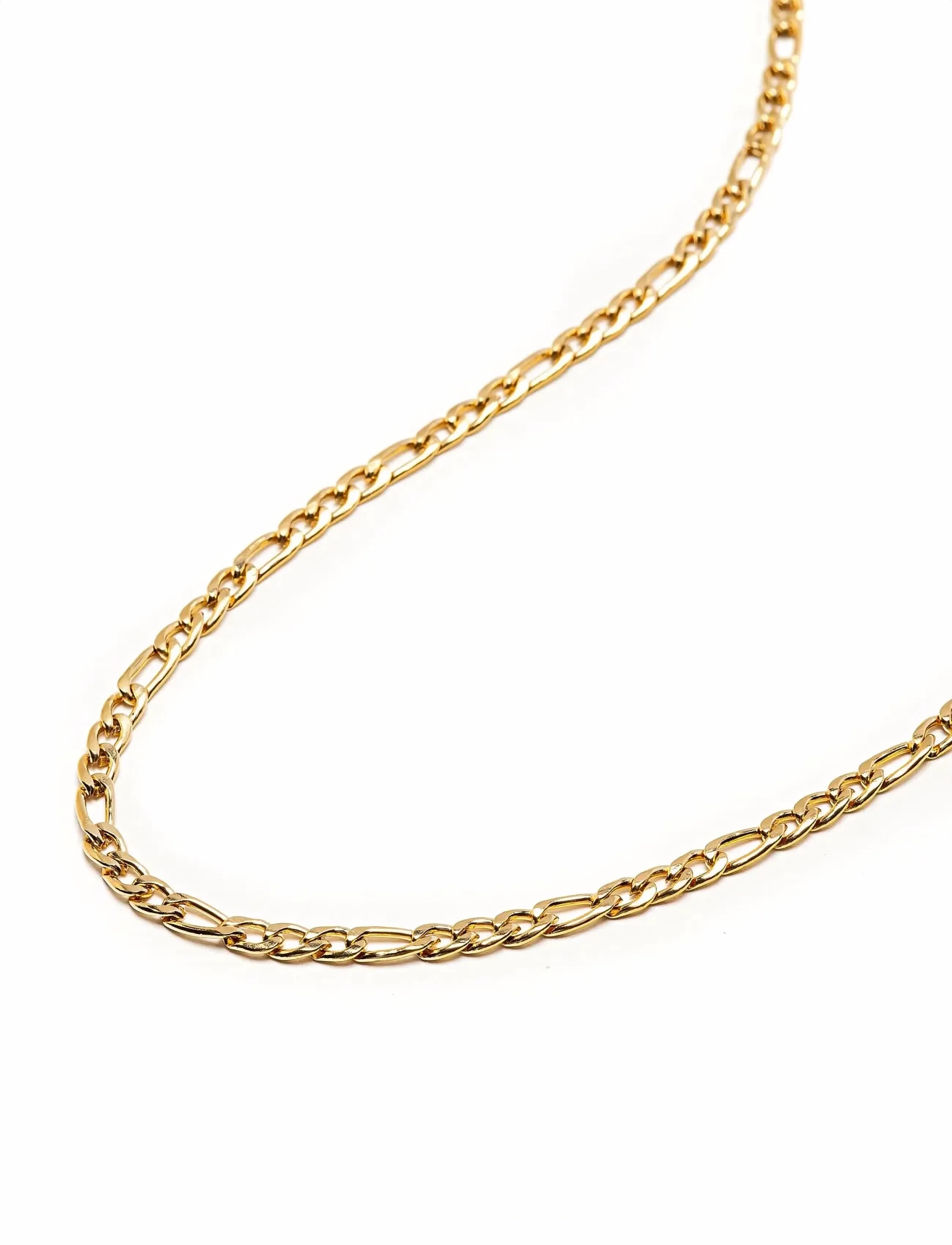 Nialaya - Men's Gold Figaro Chain in 3mm - halskæder - gold - 4