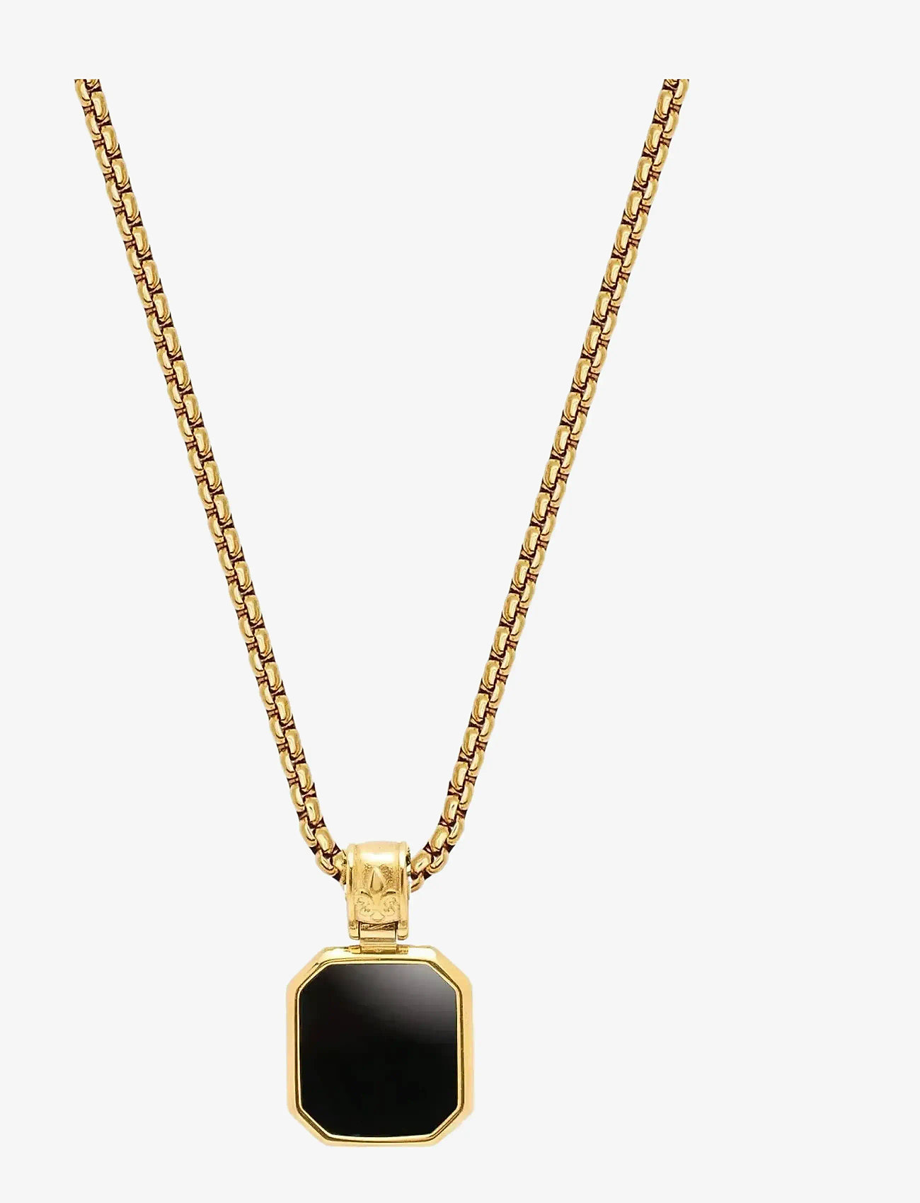 Nialaya - Gold Necklace with Square Onyx Pendant - kaulakorut - gold
black - 1