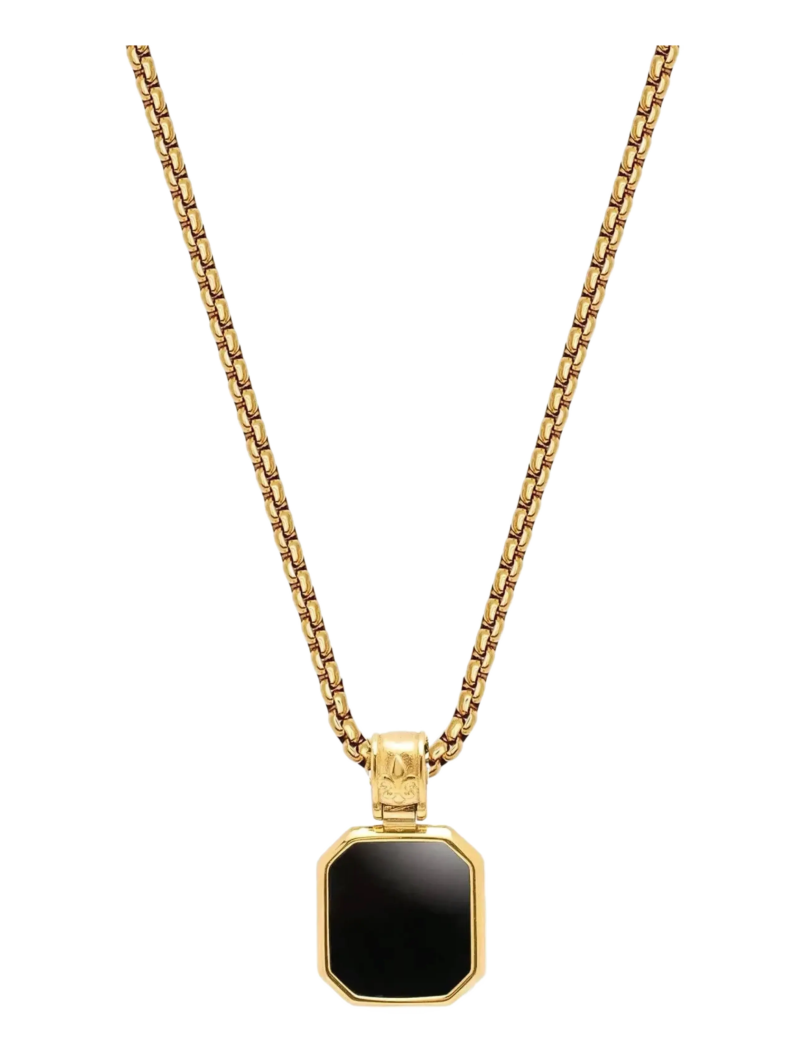 Nialaya - Gold Necklace with Square Onyx Pendant - kaelakeed - gold
black - 1