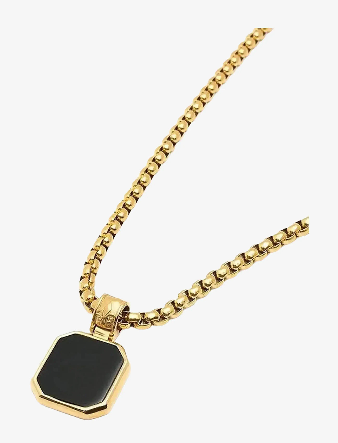 Nialaya - Gold Necklace with Square Onyx Pendant - kaulakorut - gold
black - 2