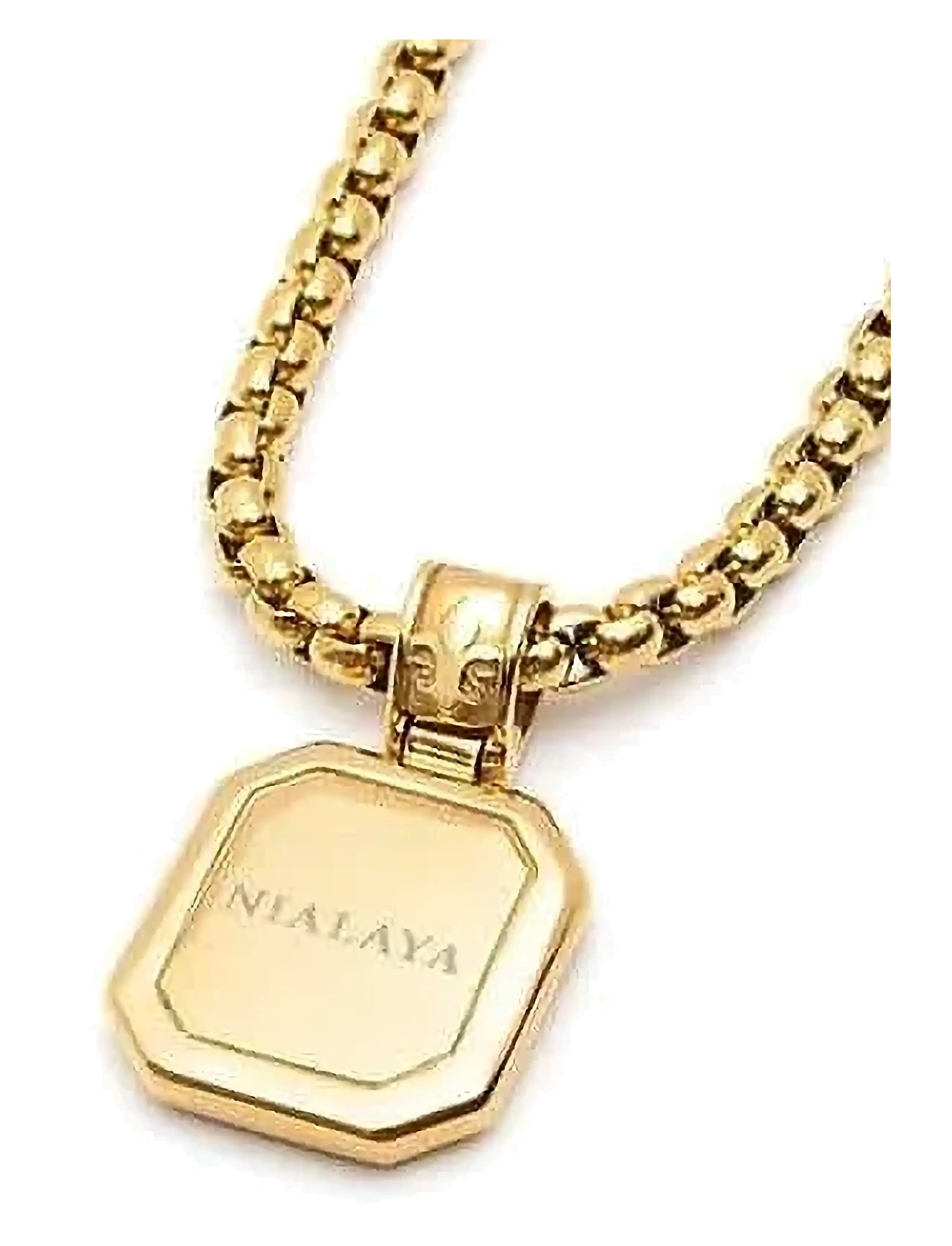 Nialaya - Gold Necklace with Square Onyx Pendant - kaklarotas - gold
black - 3