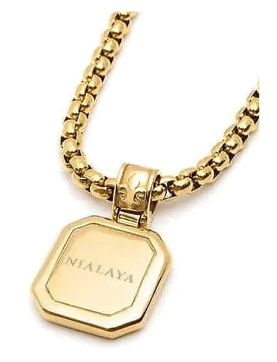 Nialaya - Gold Necklace with Square Onyx Pendant - kaelakeed - gold
black - 3