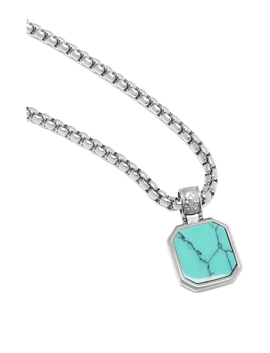 Nialaya - Silver Necklace with Square Turquoise Pendant - kaelakeed - silver/turquoise - 2