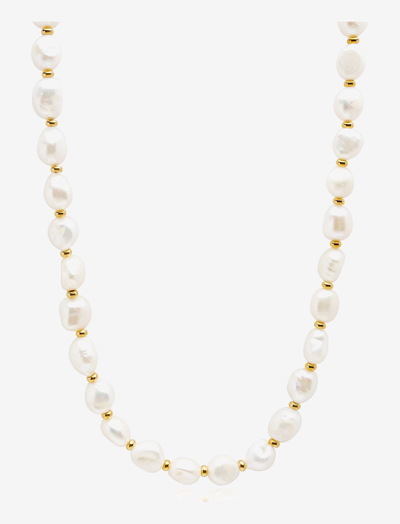Nialaya - Men's Baroque Pearl Choker - necklaces - white / gold - 1