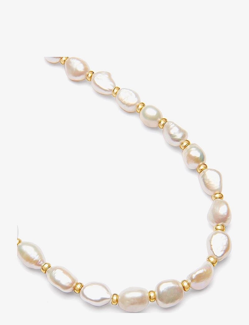 Nialaya - Men's Baroque Pearl Choker - necklaces - white / gold - 2