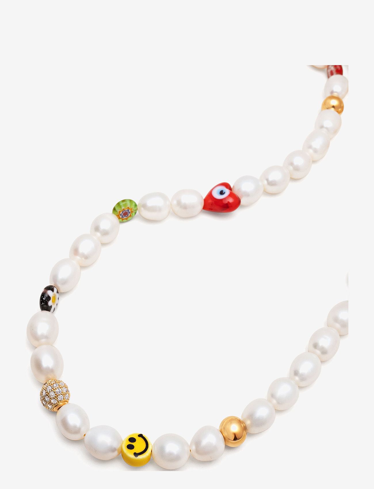 Nialaya - Men's Smiley Face Pearl Choker with Assorted Beads - kaelakeed - multi - 2