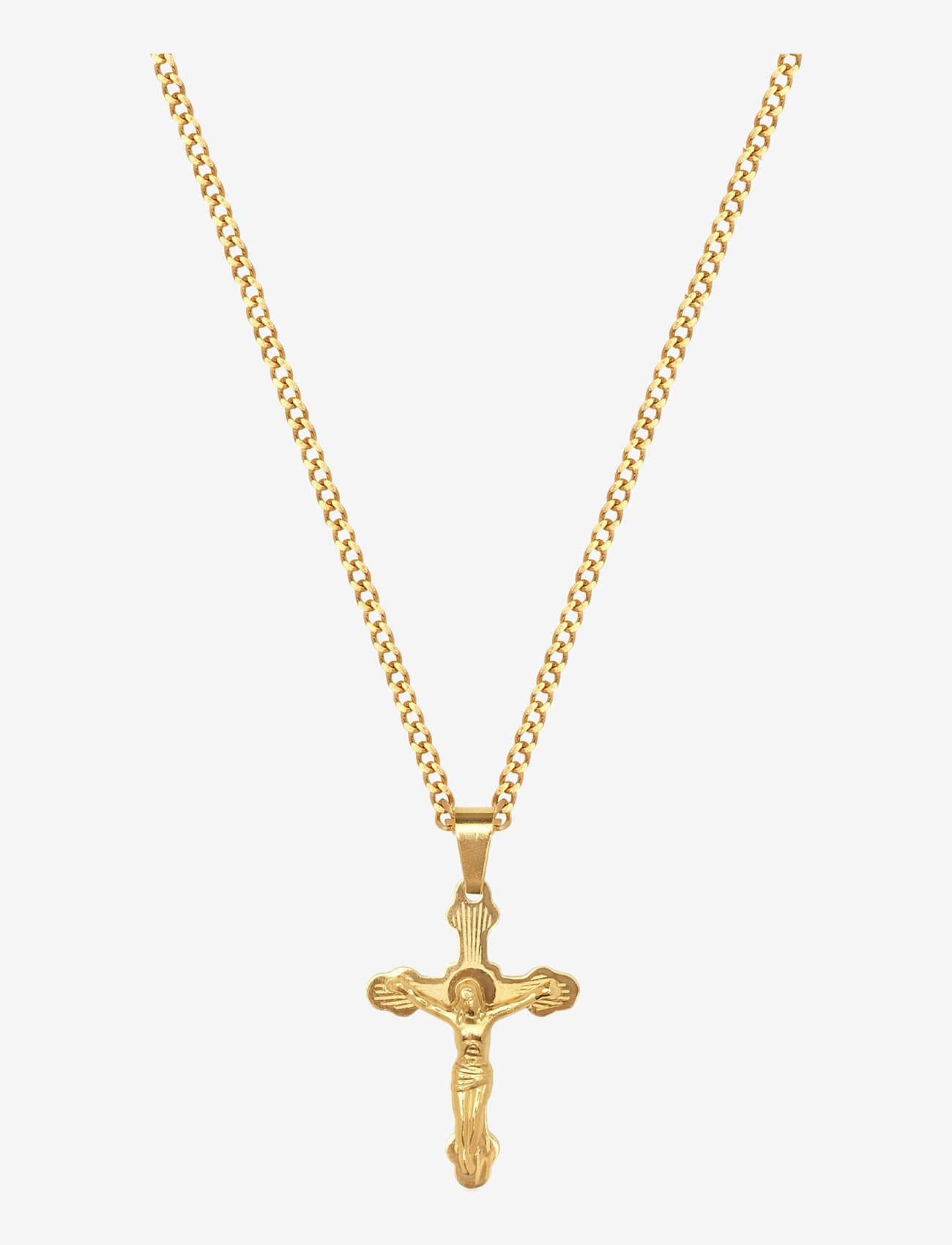 Nialaya - Men's Gold Necklace with Crucifix Pendant - kaelakeed - gold - 1