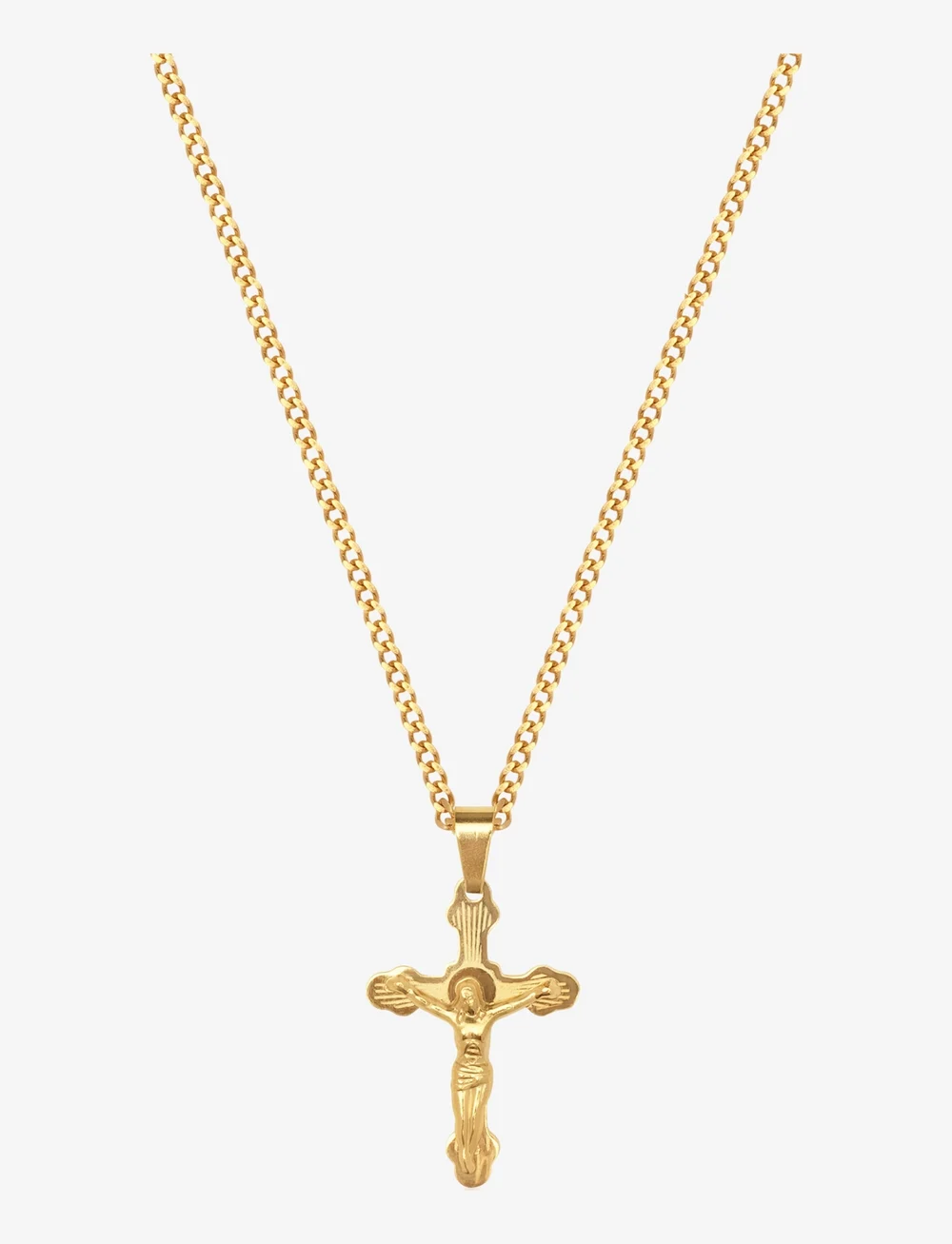 Nialaya - Men's Gold Necklace with Crucifix Pendant - kaelakeed - gold - 1