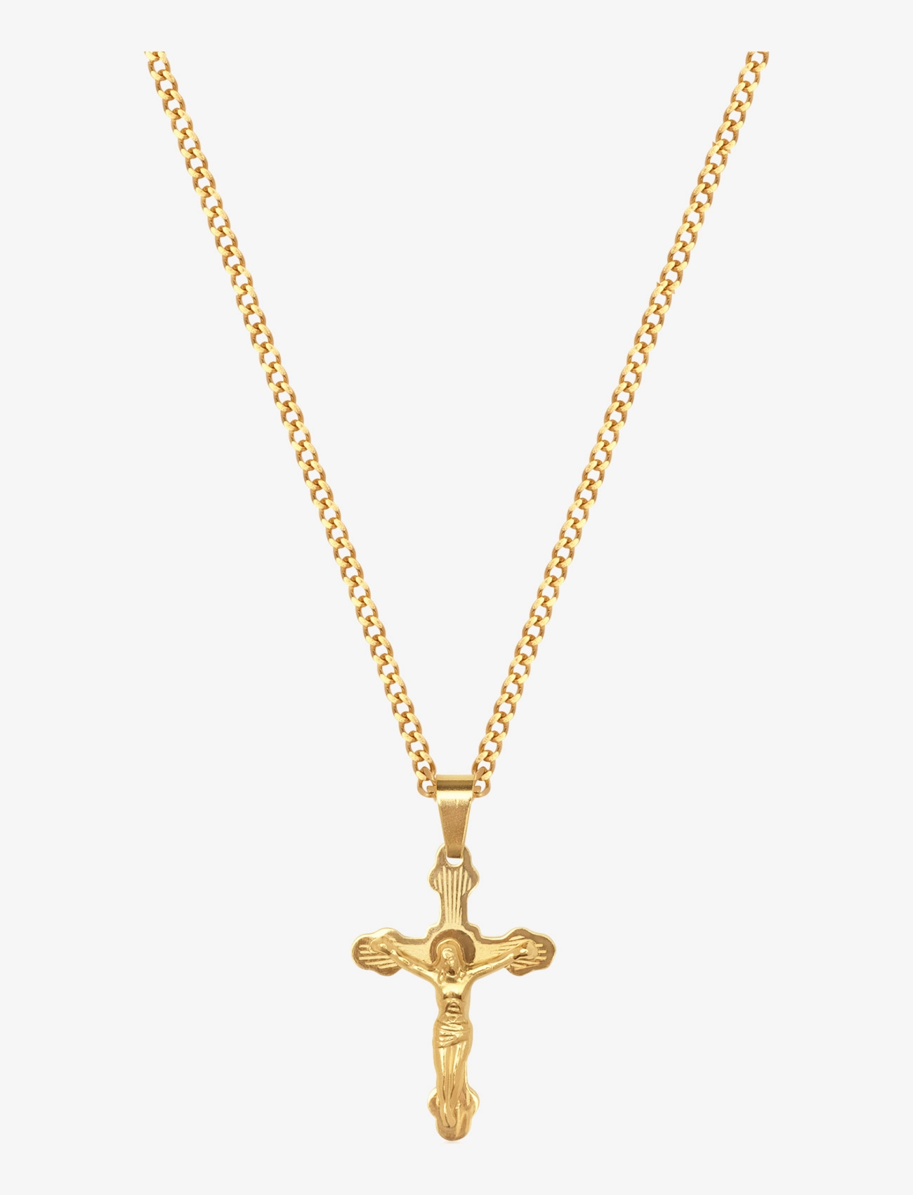 Nialaya Men's Gold Necklace with Crucifix Pendant - Vėriniai - GOLD / gold