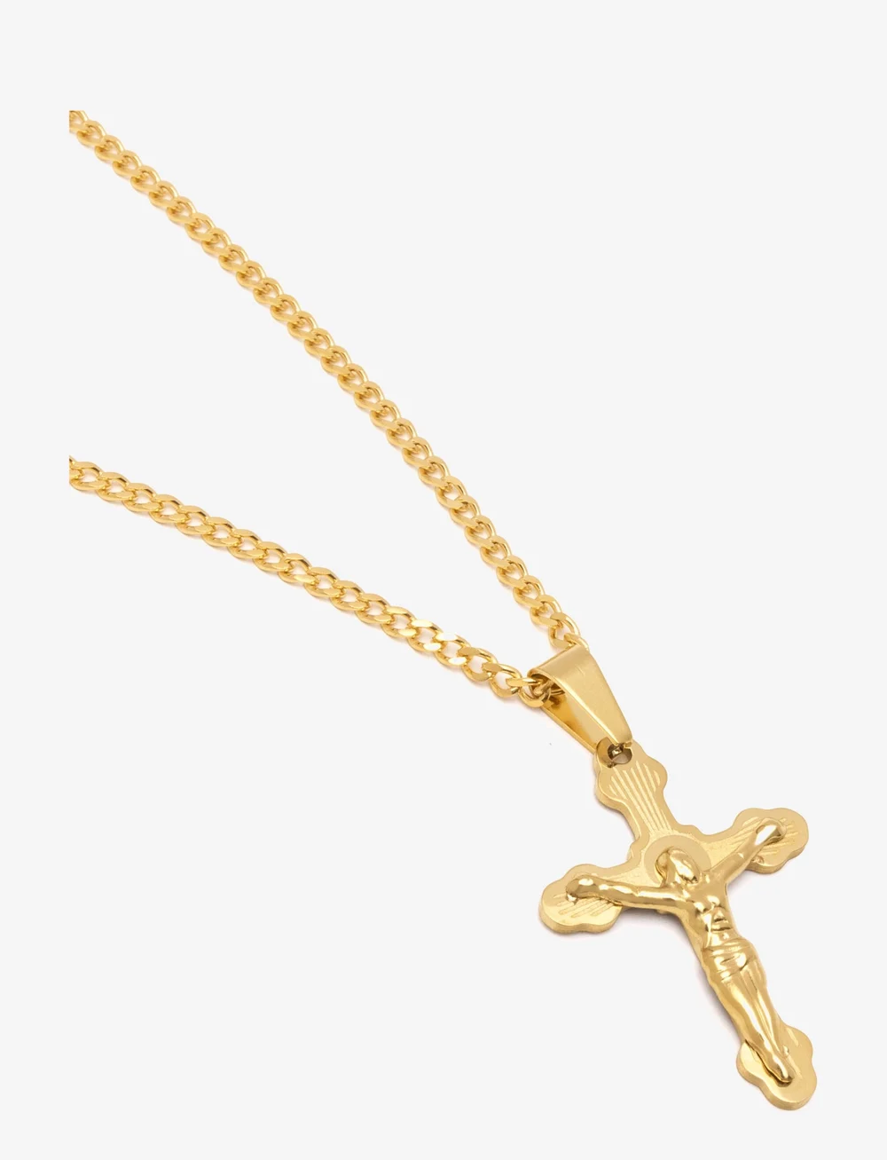 Nialaya - Men's Gold Necklace with Crucifix Pendant - kaelakeed - gold - 2