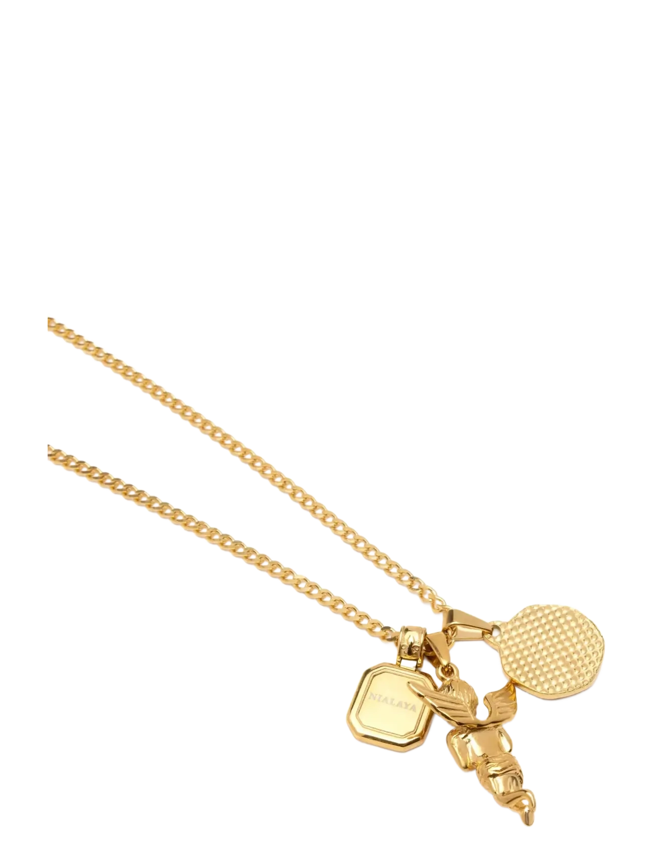 Nialaya - Men's Gold Talisman Necklace with Angel and Malachite Pendant - colliers - gold
green - 2