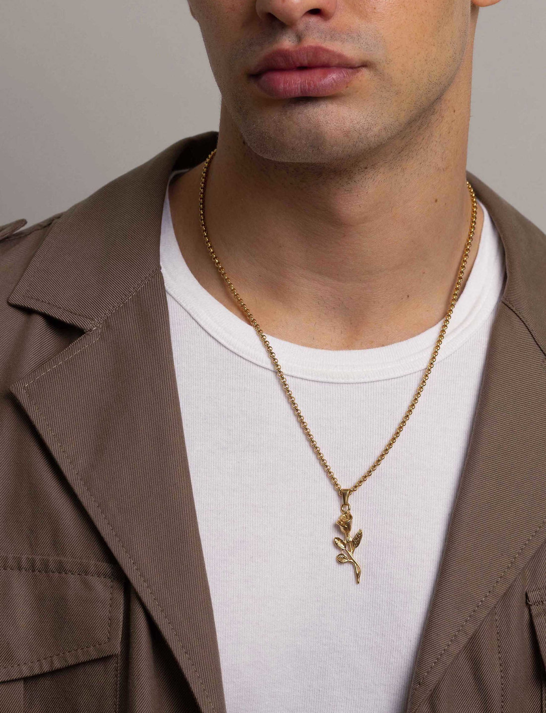 Nialaya Men s Rose Pendant Necklace 3mm Chain Jewellery Boozt