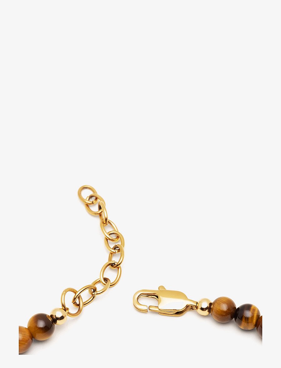 Nialaya - Beaded Necklace with Brown Tiger Eye and Gold - necklaces - brown - 3