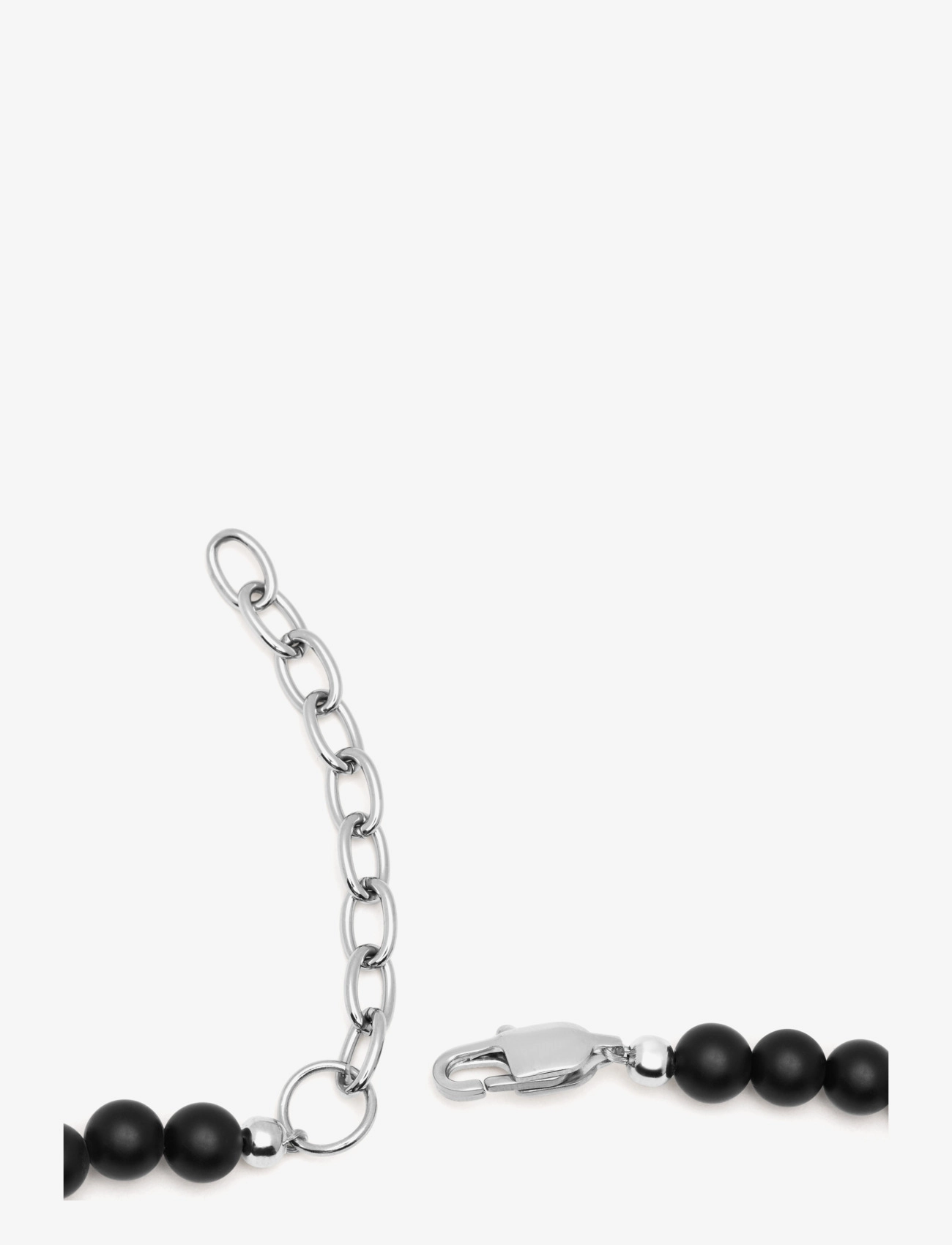 Nialaya - Beaded Necklace with Matte Onyx and Silver - kaelakeed - black / silver - 3