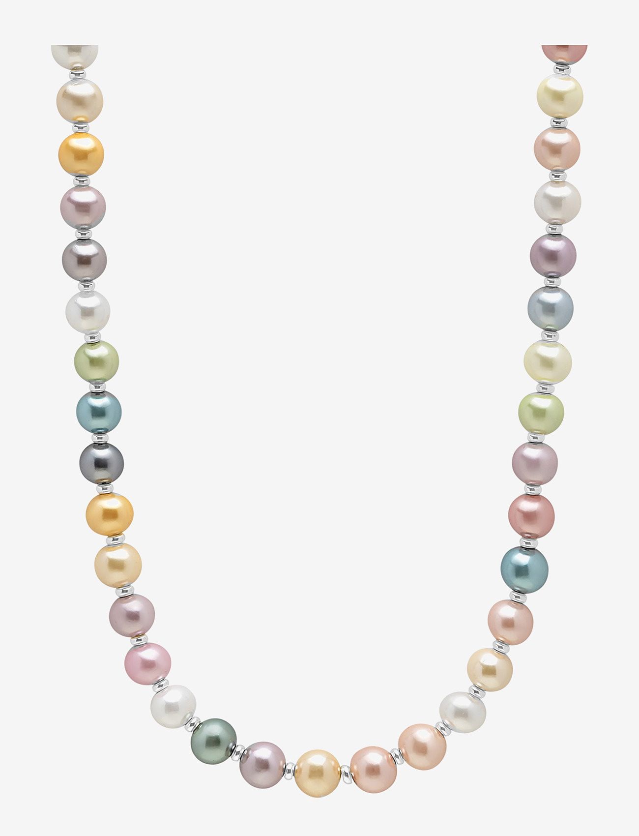 Nialaya - Pastel Pearl Necklace with Silver - halsband - multi - 1