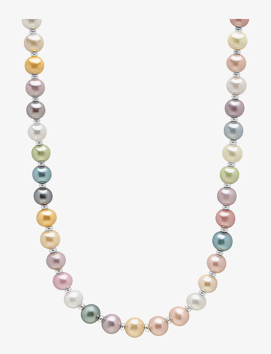 Nialaya - Pastel Pearl Necklace with Silver - halsketten - multi - 1