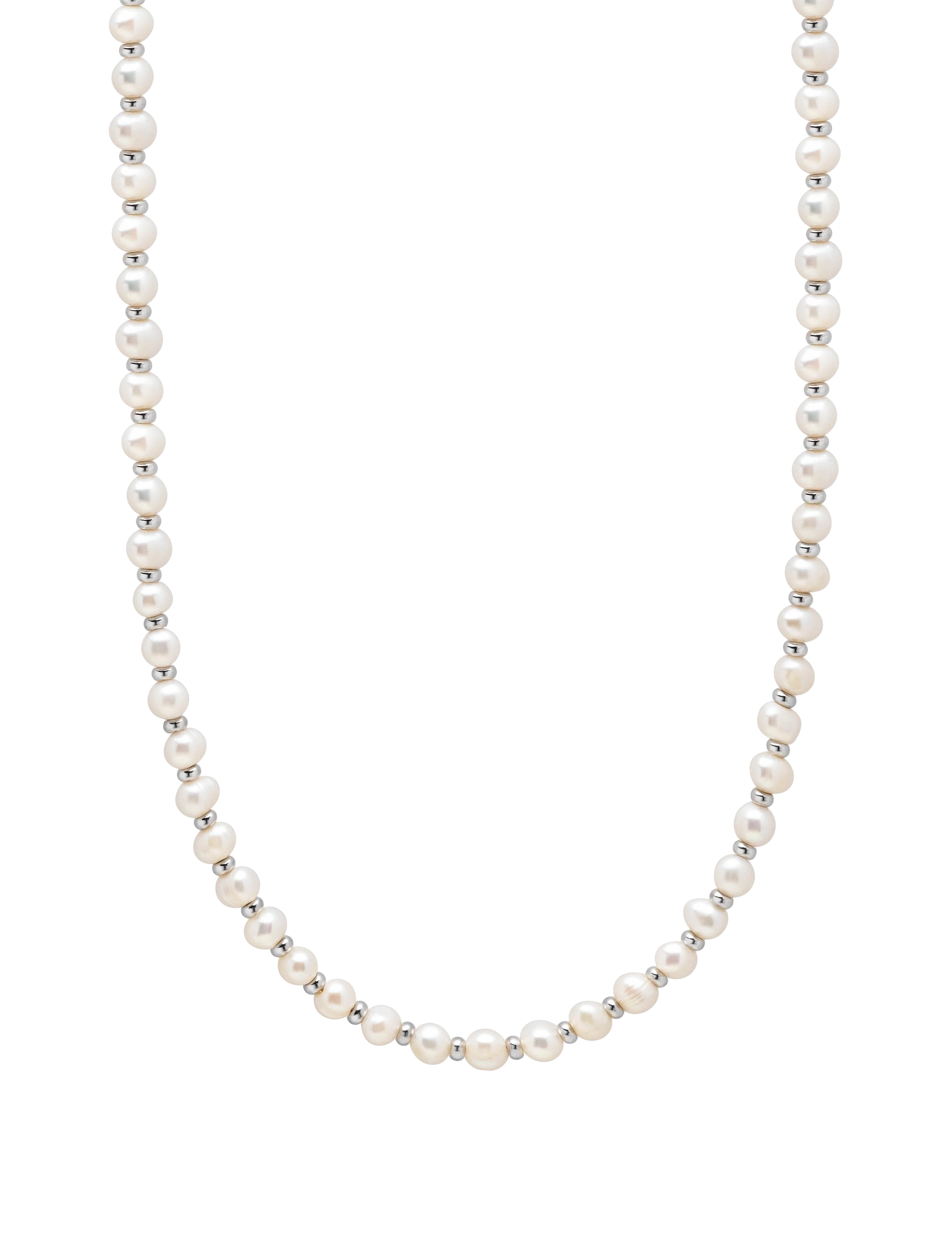 NIALAYA Mini Pearl Choker With Silber Weiß - One Size 51 Cm - Herren