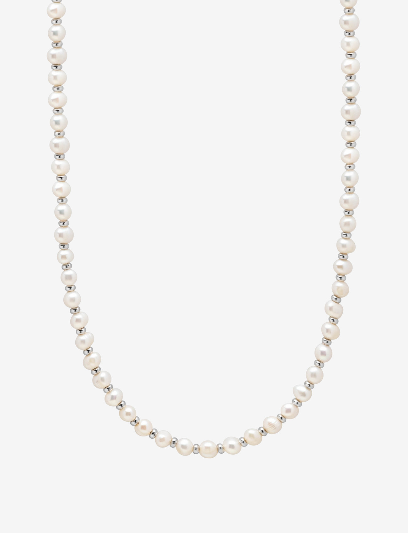 Nialaya - Mini Pearl Choker with Silver - naszyjniki - white / silver - 1