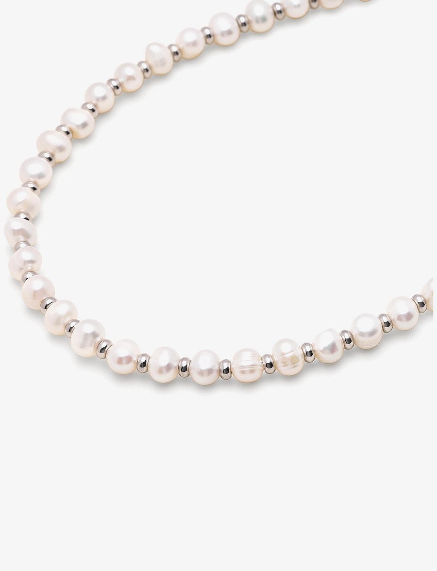 Nialaya - Mini Pearl Choker with Silver - kettingen - white / silver - 2