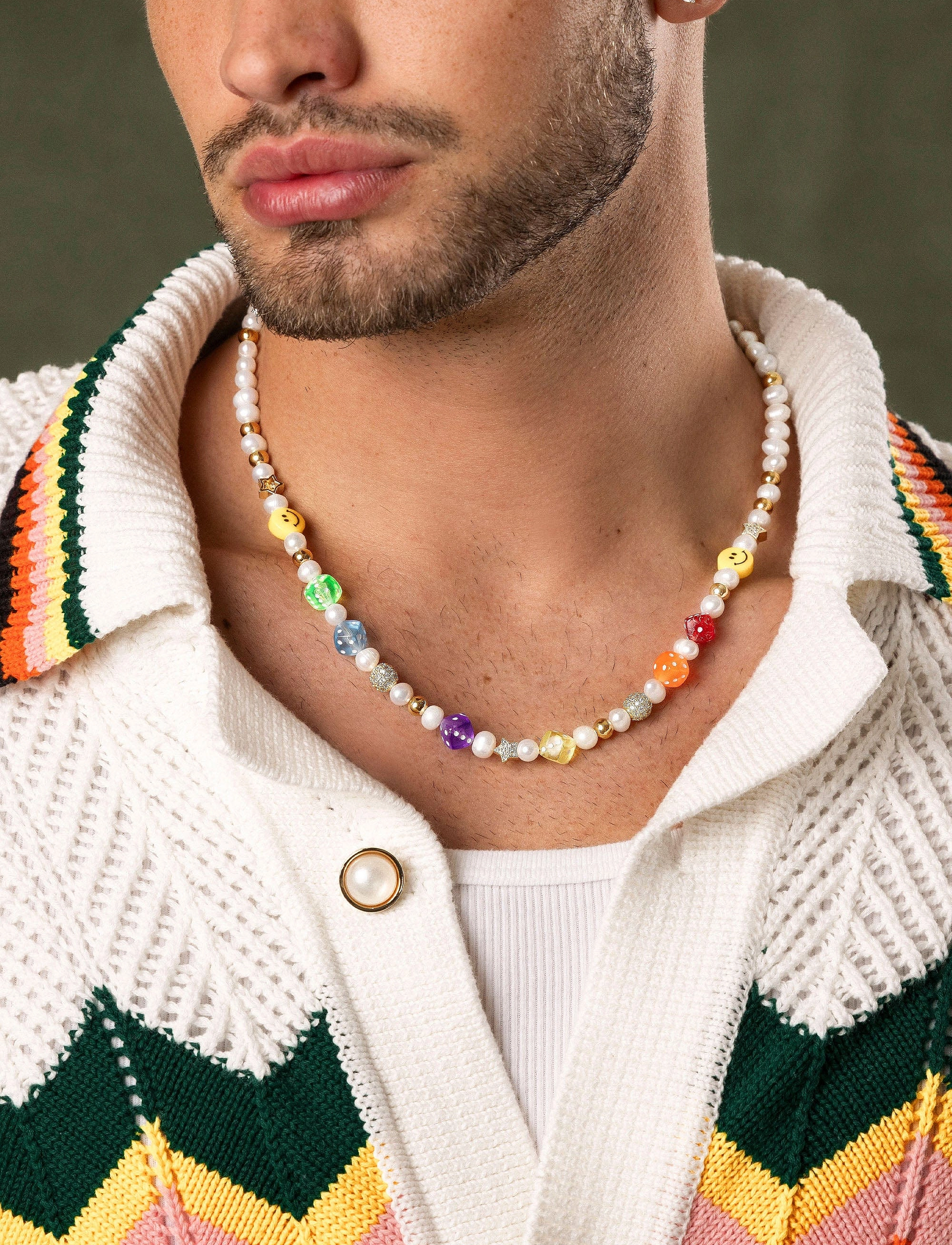 Nialaya Necklace - Festtøj - GOLD / WHITE / multi