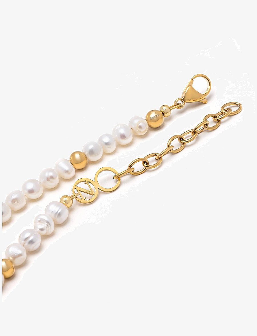 Nialaya - Necklace - kaklarotas - gold / white - 3