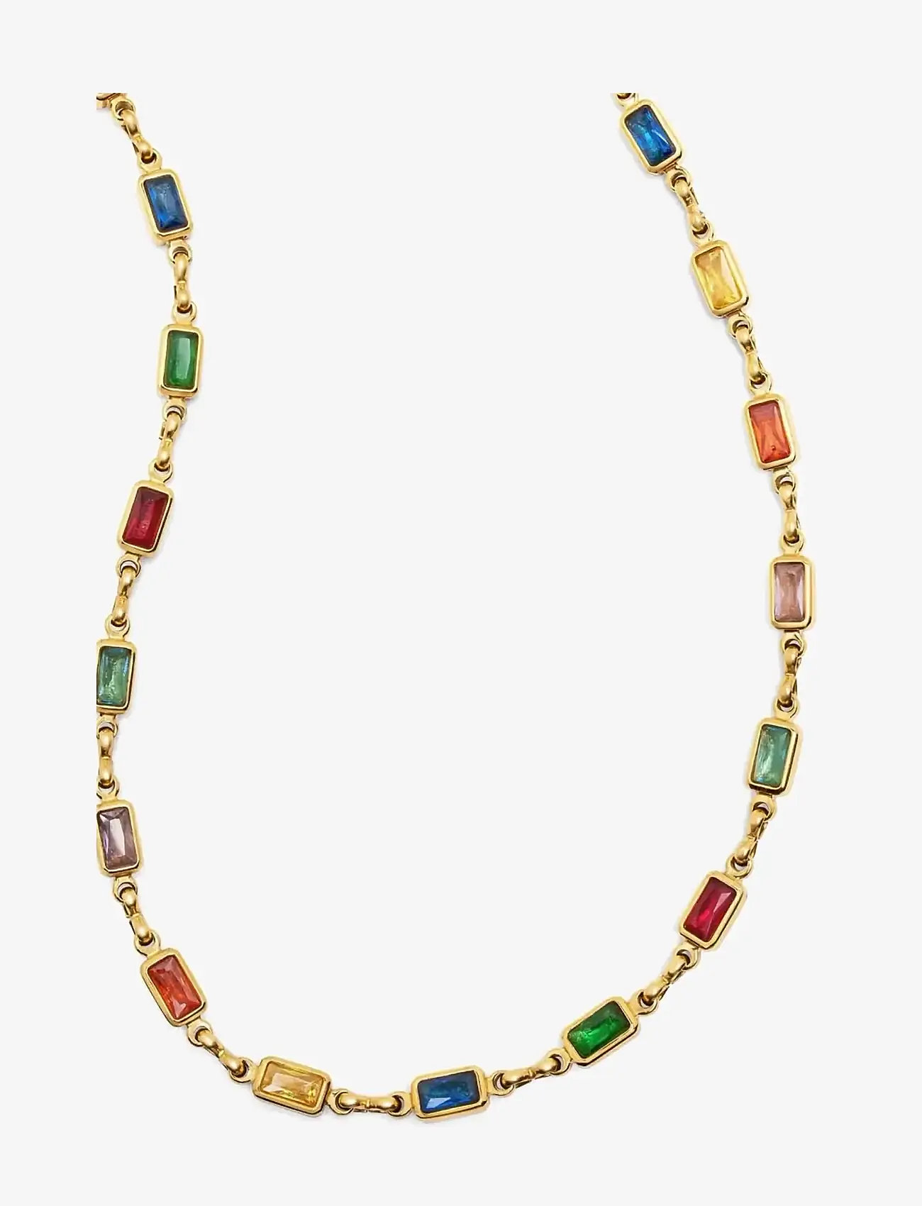 Nialaya - Men's Rectangle Tennis Necklace - armbänder - multi/gold - 1