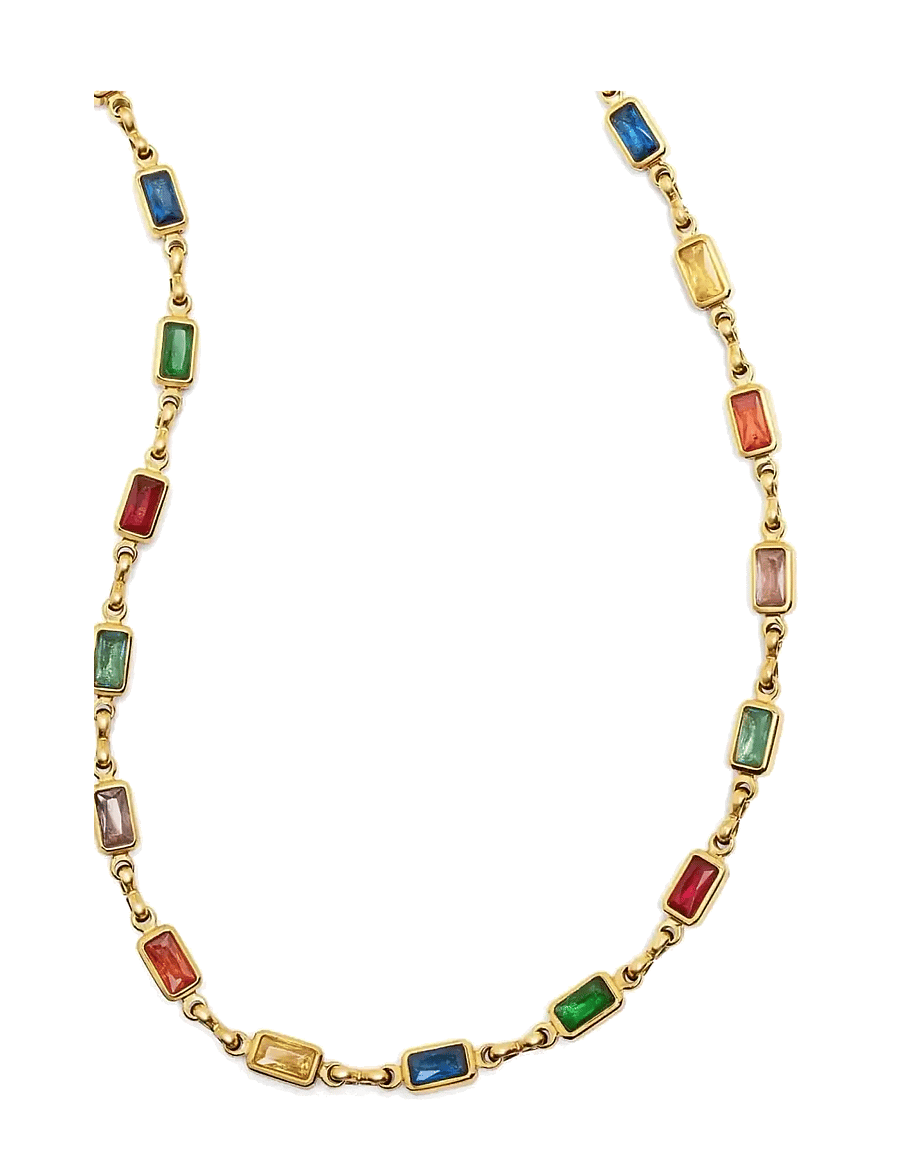 Nialaya - Men's Rectangle Tennis Necklace - armbånd - multi/gold - 1