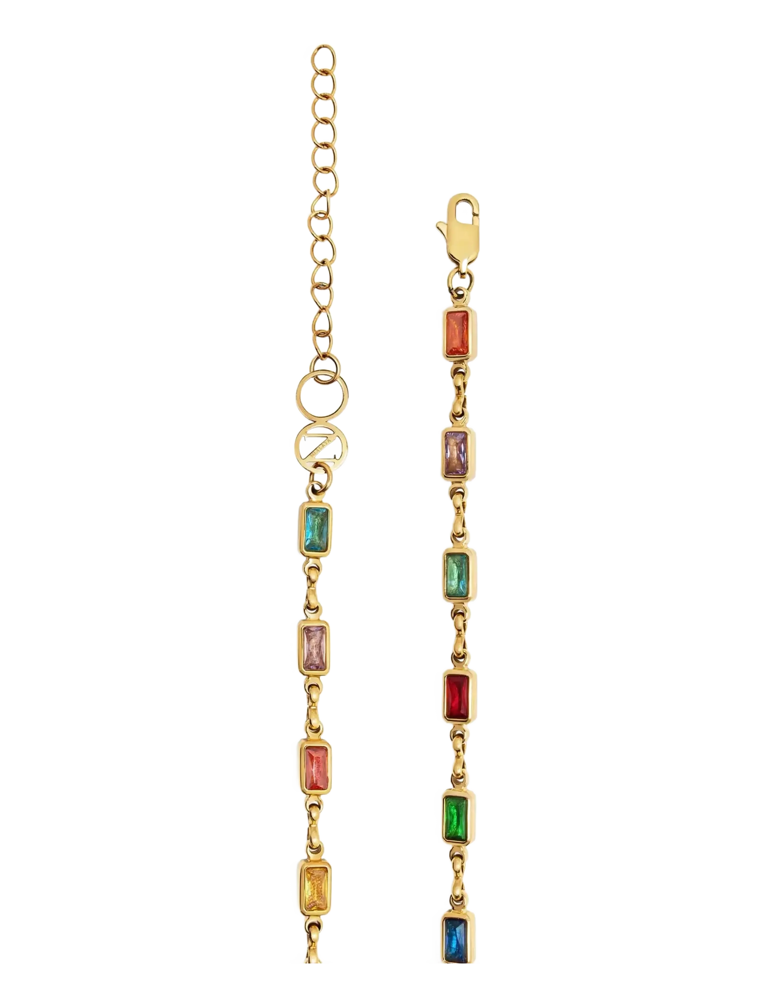 Nialaya - Men's Rectangle Tennis Necklace - armbånd - multi/gold - 2