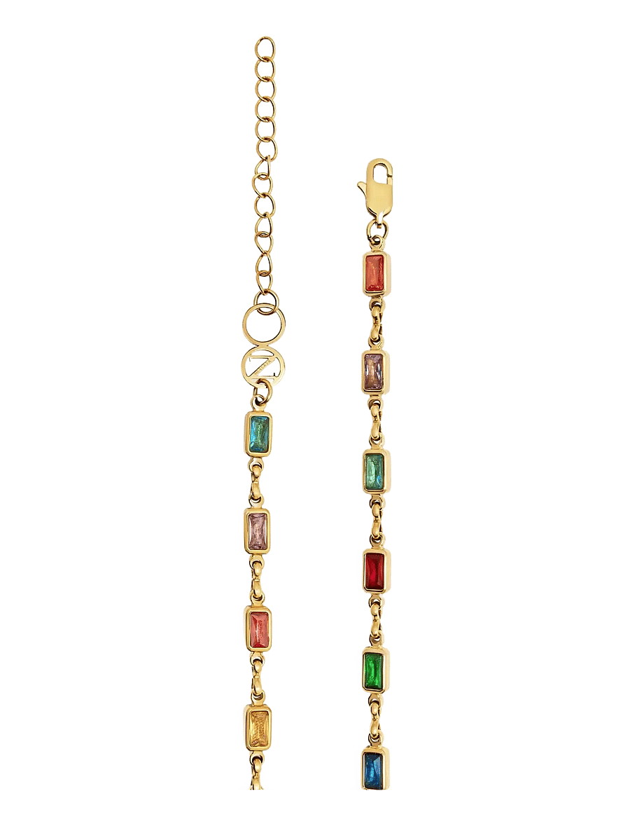 Nialaya - Men's Rectangle Tennis Necklace - armbånd - multi/gold - 2