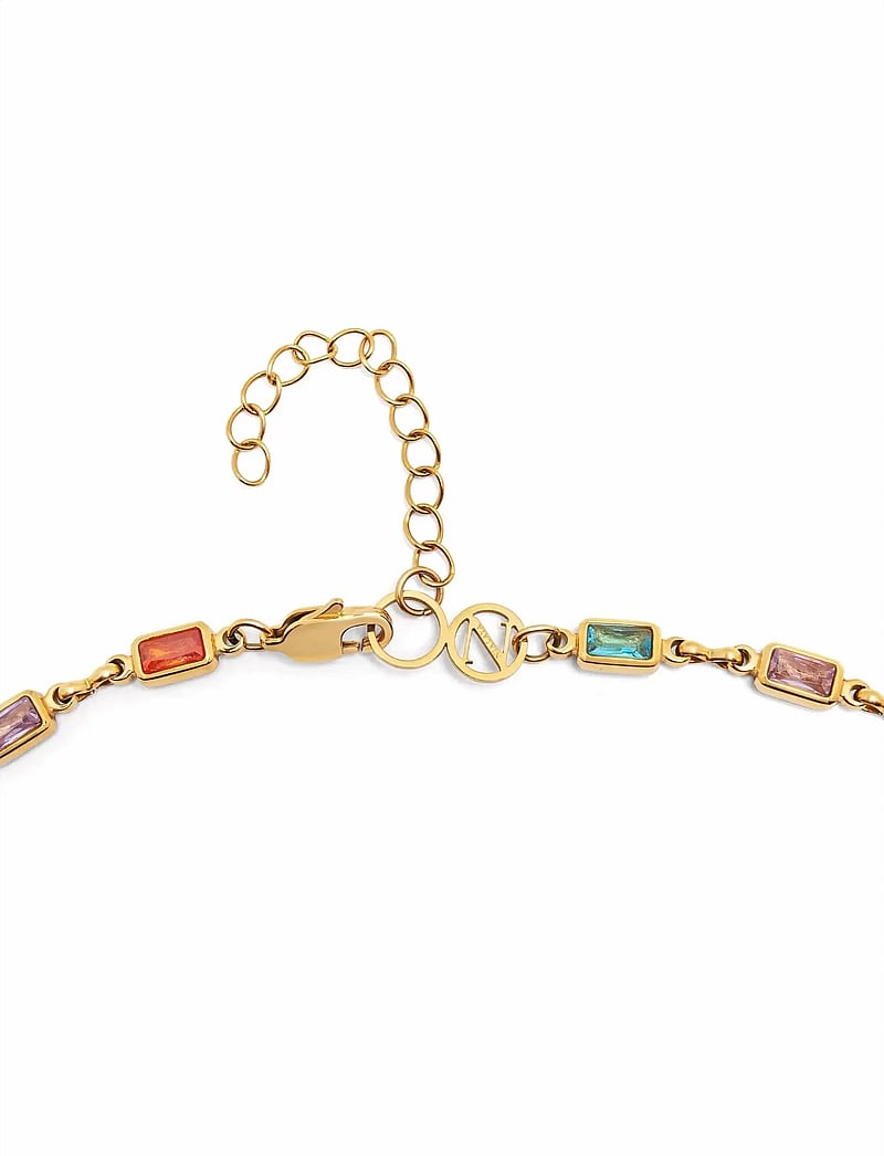 Nialaya - Men's Rectangle Tennis Necklace - armbänder - multi/gold - 2