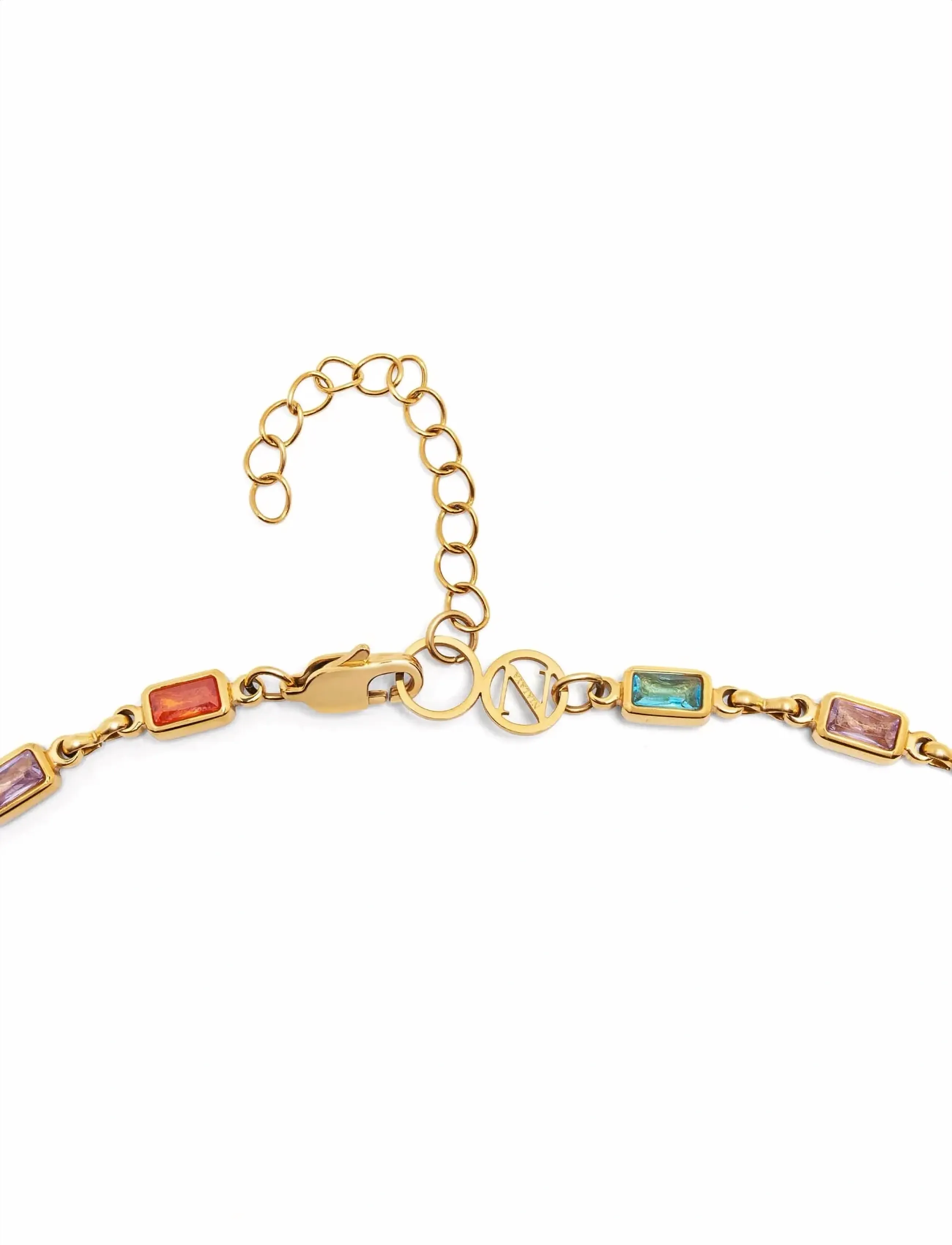 Nialaya - Men's Rectangle Tennis Necklace - armbånd - multi/gold - 3
