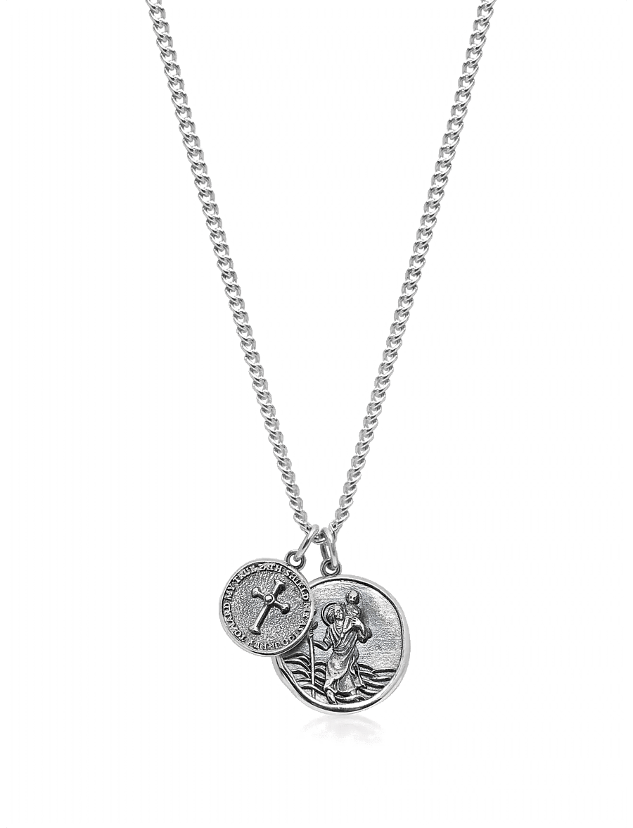 Nialaya - Saint Christopher Double Medallion - kettingen - silver - 1