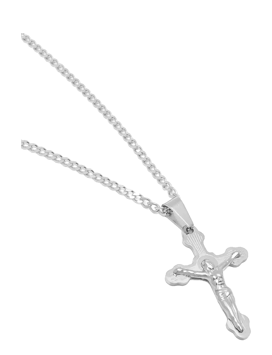 Nialaya - Necklace with Crucifix Pendant in Silver - kettingen - silver - 1