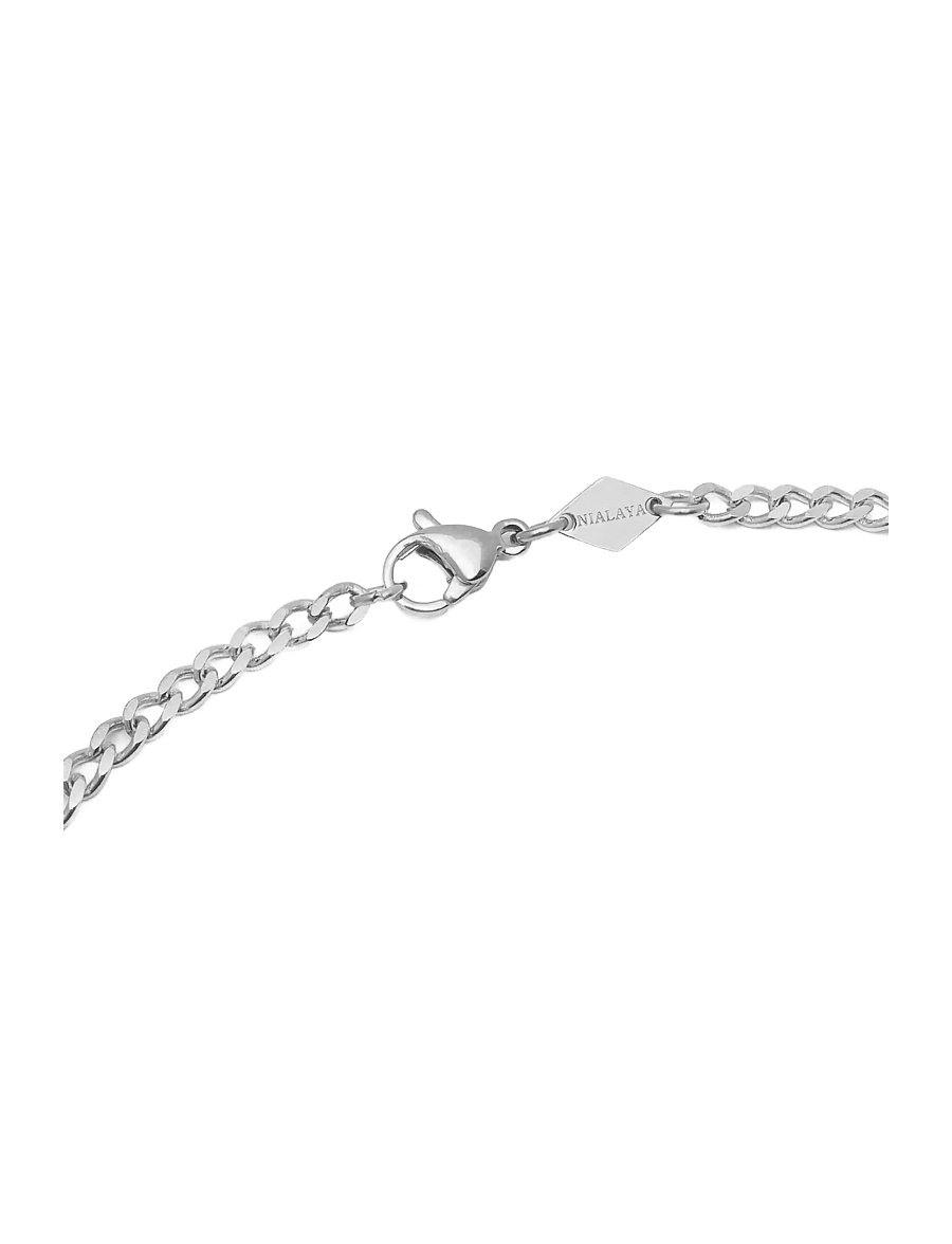 Nialaya - Necklace with Crucifix Pendant in Silver - kettingen - silver - 3