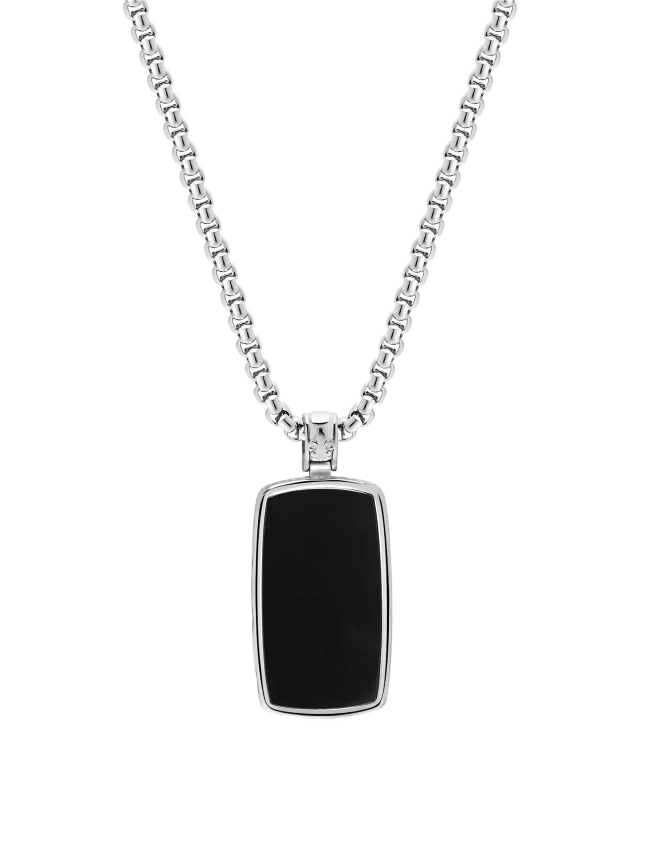 Nialaya Black Onyx Dog Tag Necklace in Silver - Aksesuāri - BLACK / black