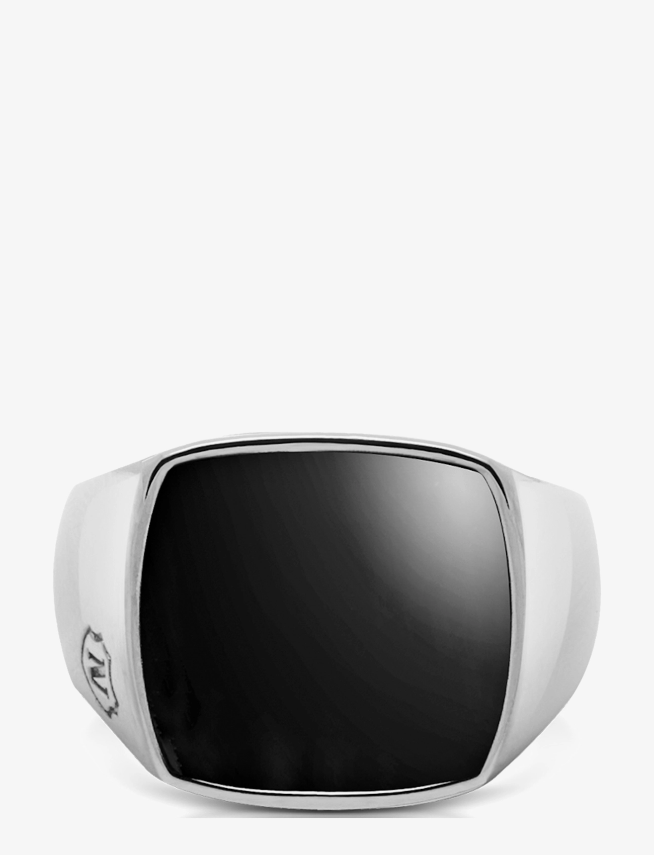 Nialaya - Men's Silver Signet Ring with Onyx - gredzeni - silver / black - 2