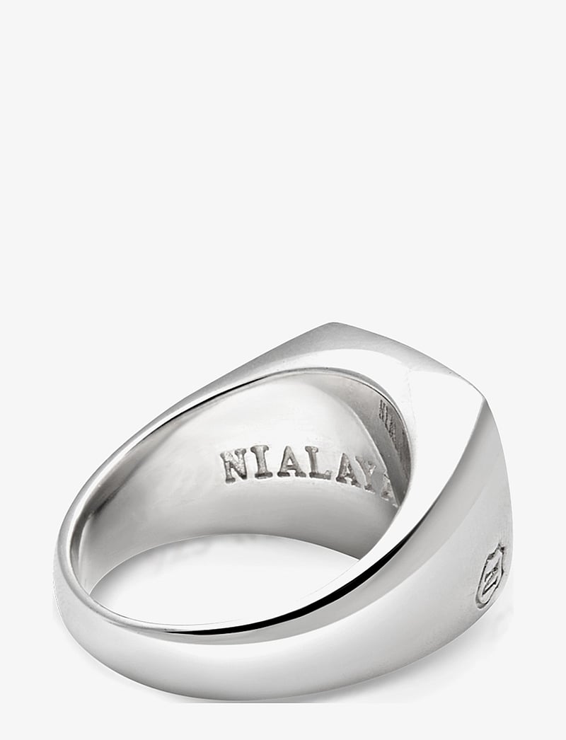 Nialaya - Men's Silver Signet Ring with Onyx - sõrmused - silver / black - 3