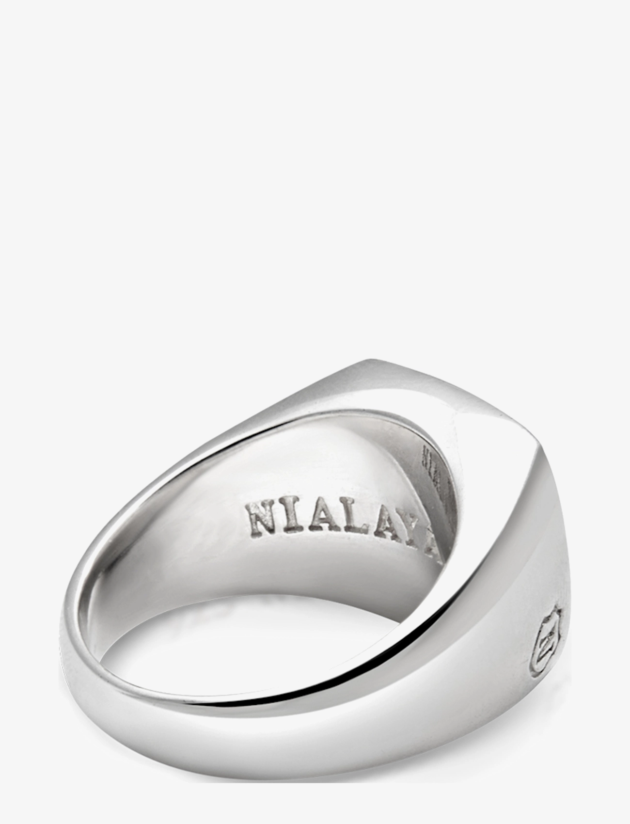 Nialaya - Men's Silver Signet Ring with Onyx - gredzeni - silver / black - 3