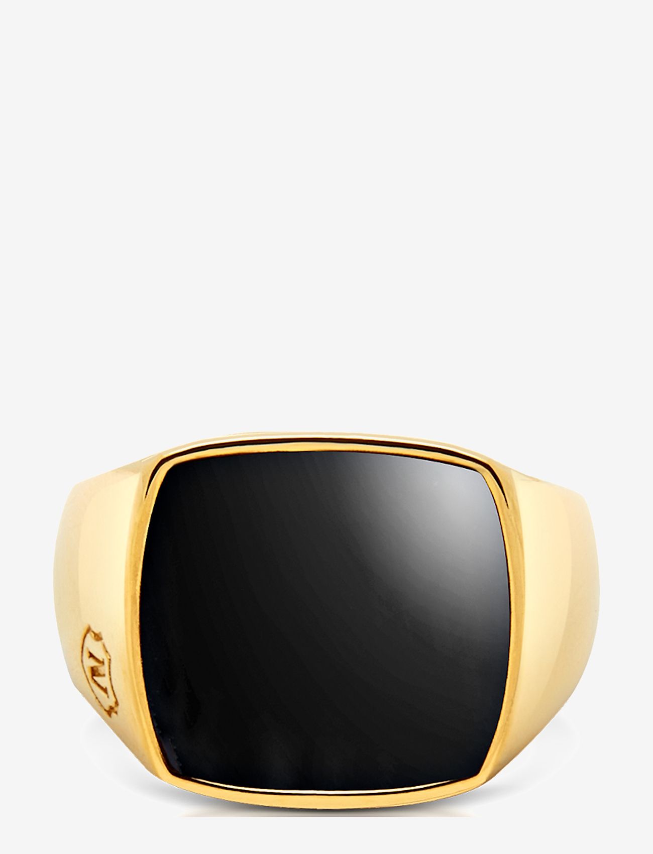 Nialaya - Men's Gold Signet Ring with Onyx - julegaver under 1000kr - gold / black - 1