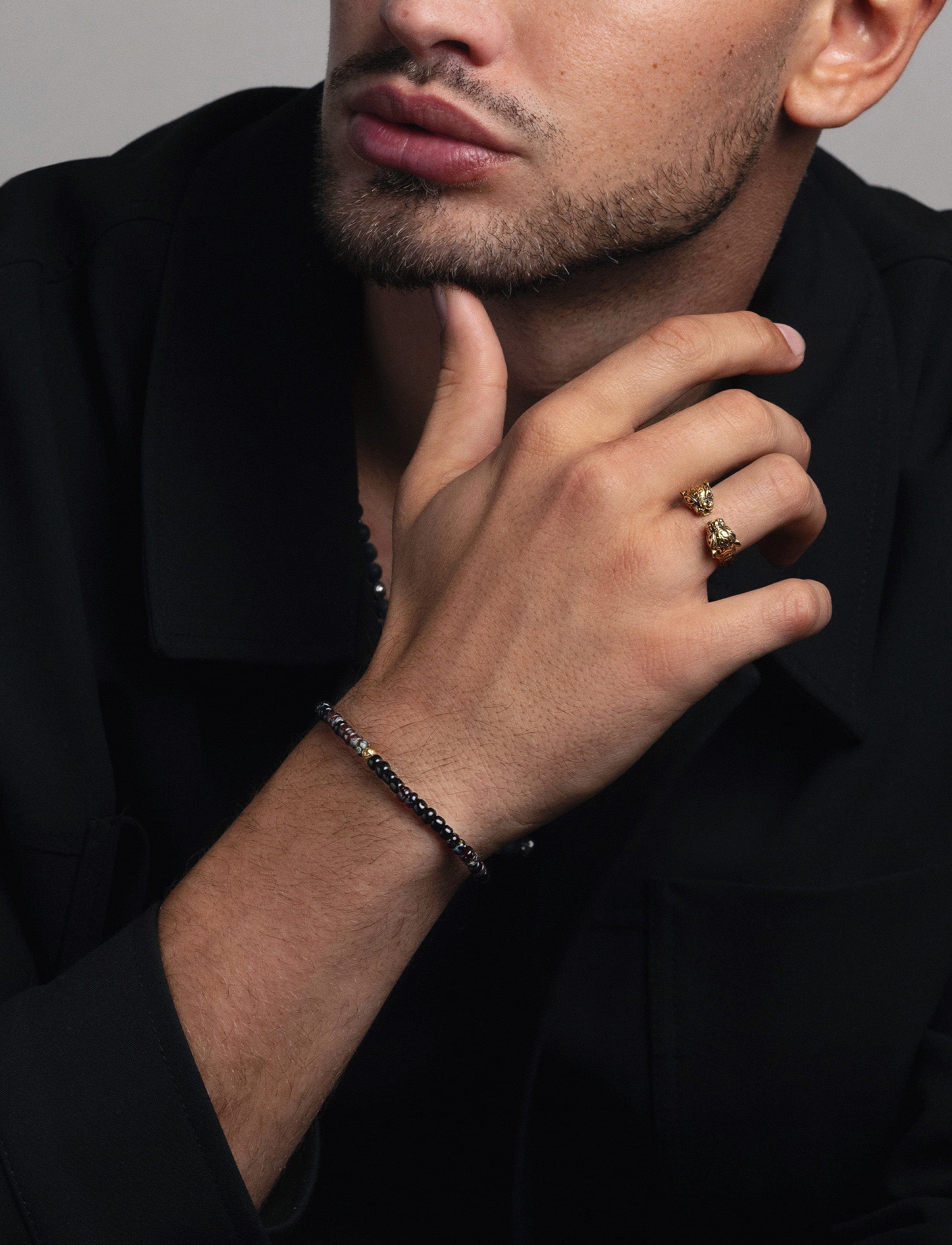 Nialaya Men's Gold Panther Ring - Festtøj - GOLD / gold