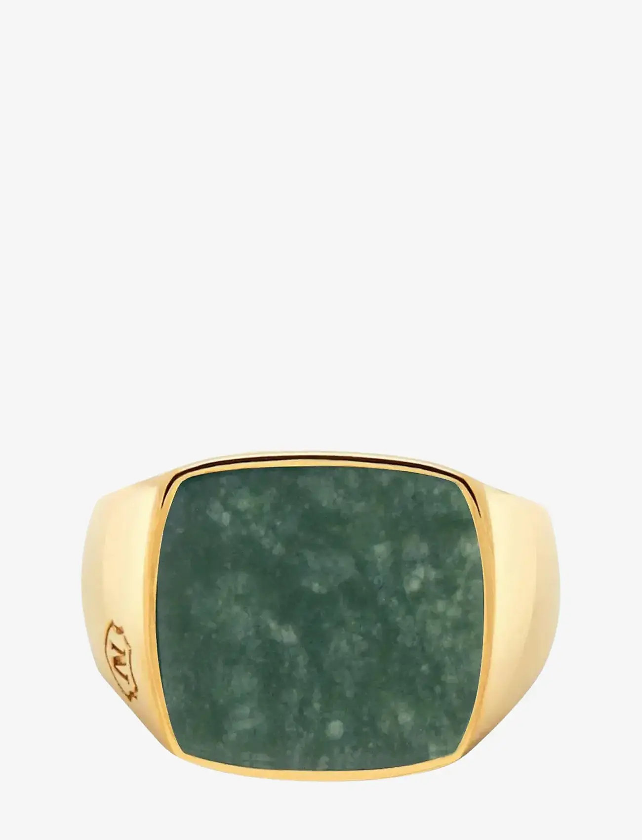 Nialaya - Men's Golden Cocktail Ring with Green Jade - sõrmused - gold / green - 1
