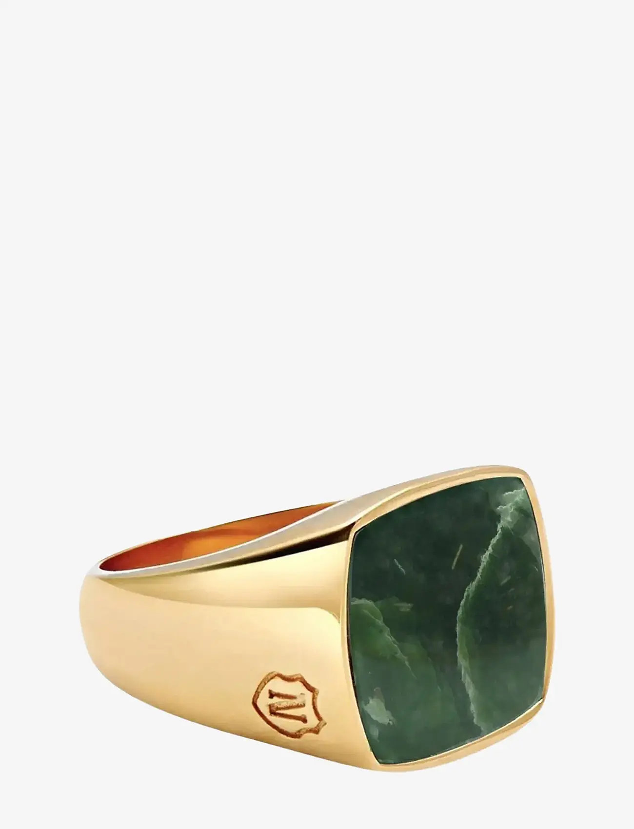 Nialaya - Men's Golden Cocktail Ring with Green Jade - sõrmused - gold / green - 2