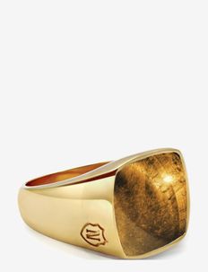 Men's Gold Signet Ring with Brown Tiger Eye, Nialaya