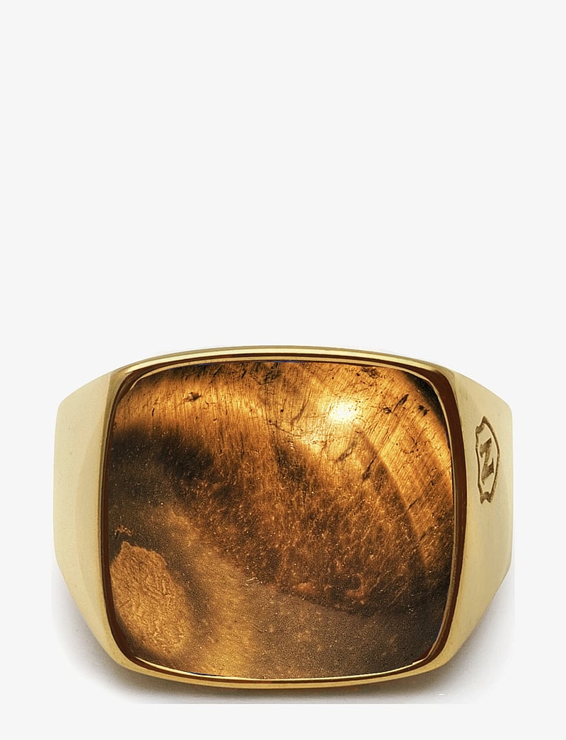 Nialaya - Men's Gold Signet Ring with Brown Tiger Eye - sõrmused - gold / brown - 2