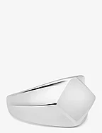 Men's Squared Stainless Steel Ring with Silver Plating - SILVER