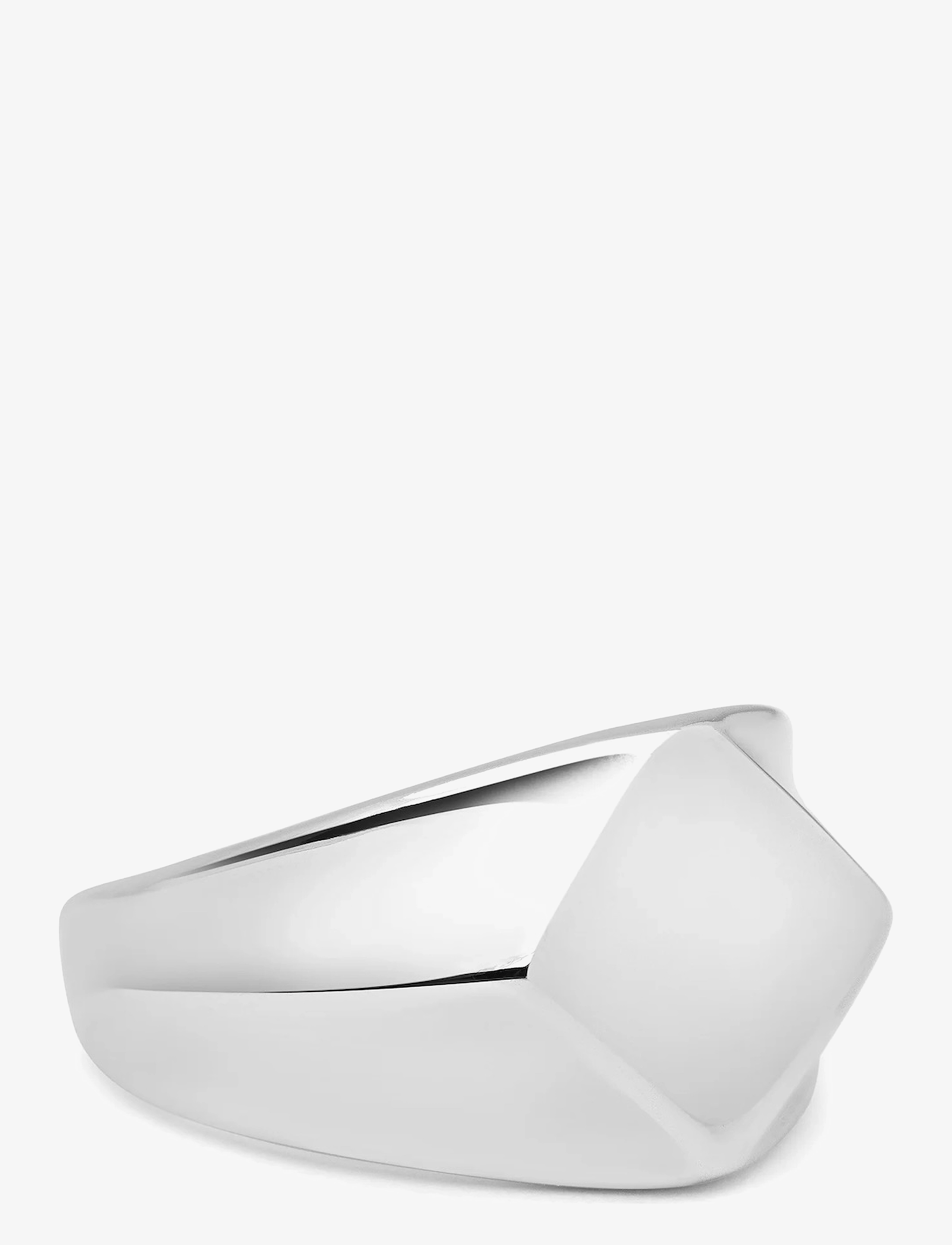 Nialaya - Men's Squared Stainless Steel Ring with Silver Plating - silver - 1